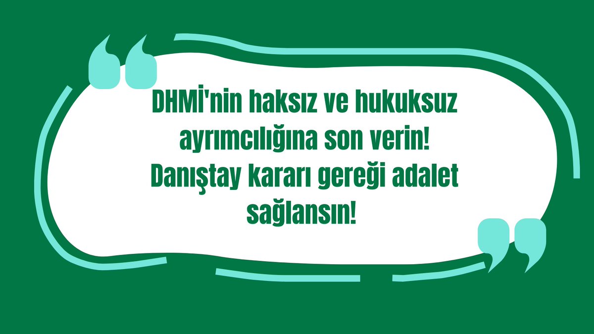 DHMİ'nin haksız ve hukuksuz ayrımcılığına son verilsin! #BürokratikOligarşiyeHAYIR DANISTAY kararı UYGULANSIN, Adalet Yerini Bulsun Türkiye KAZANSIN
<a href="/RTErdogan/">Recep Tayyip Erdoğan</a> 
<a href="/_cevdetyilmaz/">Cevdet Yılmaz</a>
<a href="/Akparti/">AK Parti</a>
<a href="/tcbestepe/">T.C. Cumhurbaşkanlığı</a>
<a href="/eczozgurozel/">Özgür Özel</a>
<a href="/a_uraloglu/">Abdulkadir URALOĞLU</a>
<a href="/memetsimsek/">Mehmet Simsek</a>
@MetinKiratli01
<a href="/dhmihkeskin/">Dr. Hüseyin KESKİN</a>
<a href="/Haveltedmerkez/">HAVELTED</a>