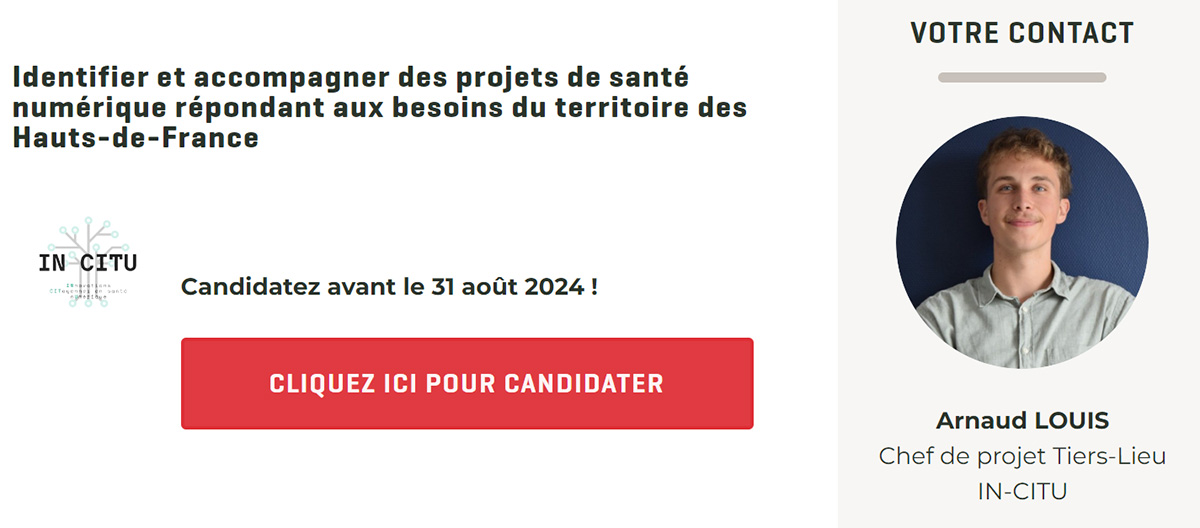 Hom2Connecticus's tweet photo. Lancement de l'appel à projets IN CITU #INCITU #Eurasante #SantéNumérique https://t.co/6hQFfRiMcc https://t.co/nYlnqBFWCM