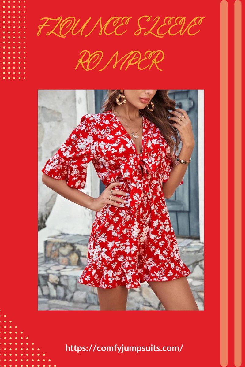 ComfyJumpsuits's tweet image. Bloom in style with our Allover Floral Print Knot Front Flounce Sleeve Romper! 🌸✨ This chic romper features a beautiful floral print, a trendy knot front, and flounce sleeves, making it perfect for any occasion. 
Shop Now: comfyjumpsuits.com/collections/be…
#comfyjumpsuits #floralromper