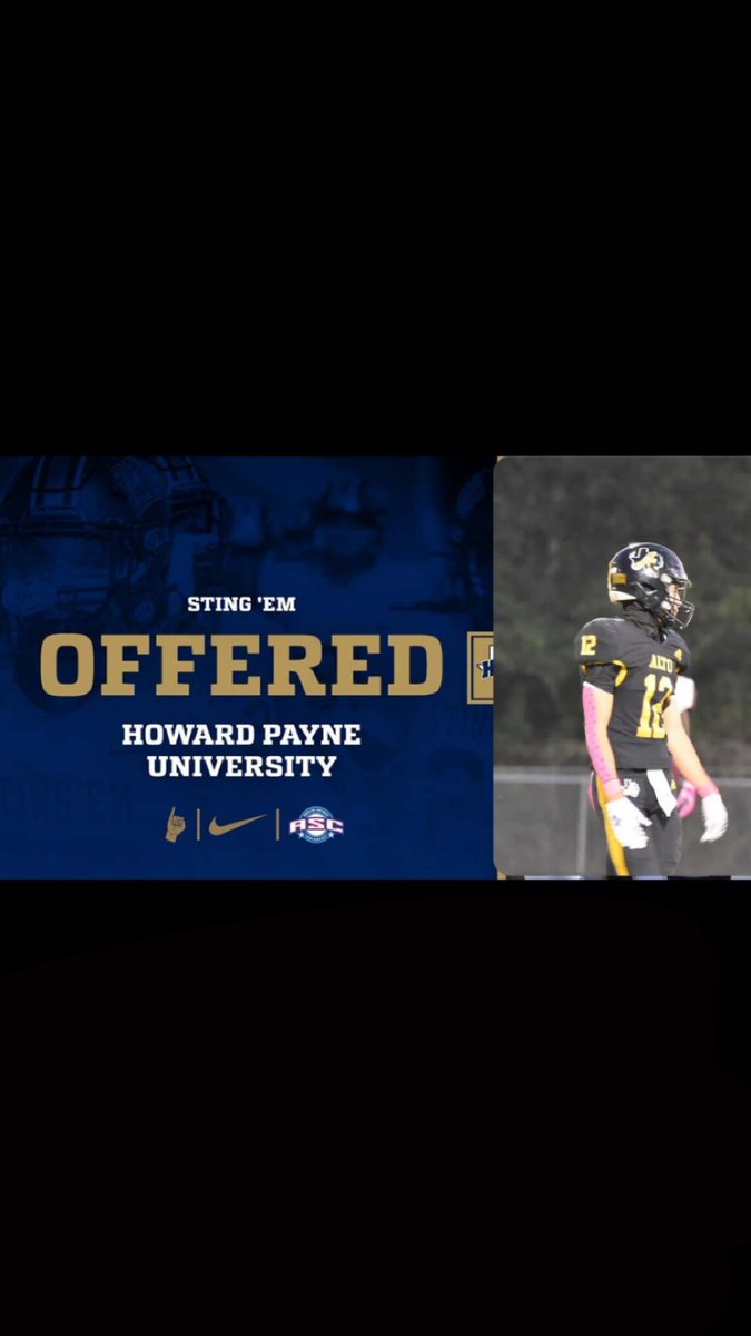 After a  great call with <a href="/CoachCadeGray/">Coach Gray</a> I am blessed to announce my first college offer from Howard Payne University #AGTG #DTS