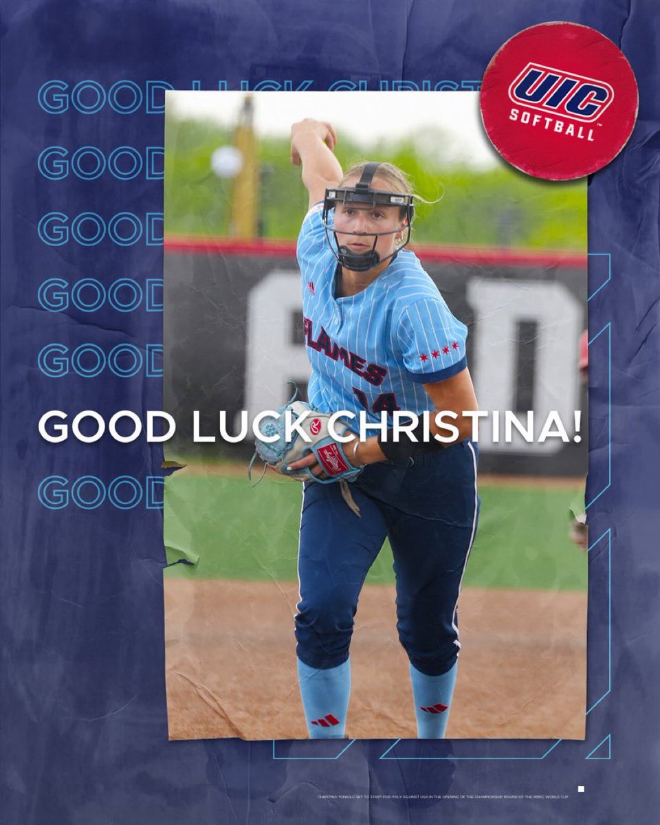 UIC_Softball's tweet photo. We want to wish Christina Toniolo the best of luck as she is already entering the second inning of her start for Team Italy against Team USA of the World Baseball Softball Confederation 2024 Women’s Softball World Cup Final round!

#ChicagosCollegeTeam 🥎🔥 https://t.co/XmXMXZsyjy