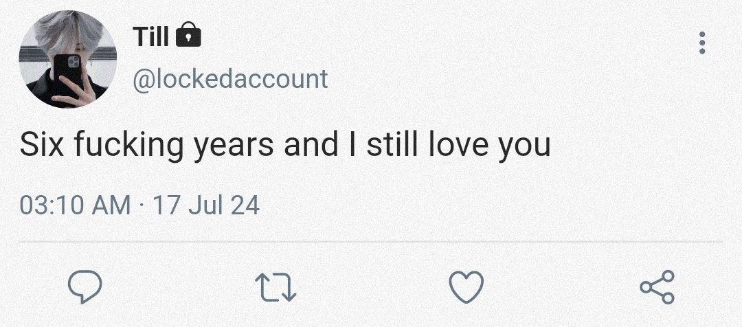 "6 years counting and it's still you" 

An #IvanTill socmed au wherein six years after Ivan and Till break up, they meet again.