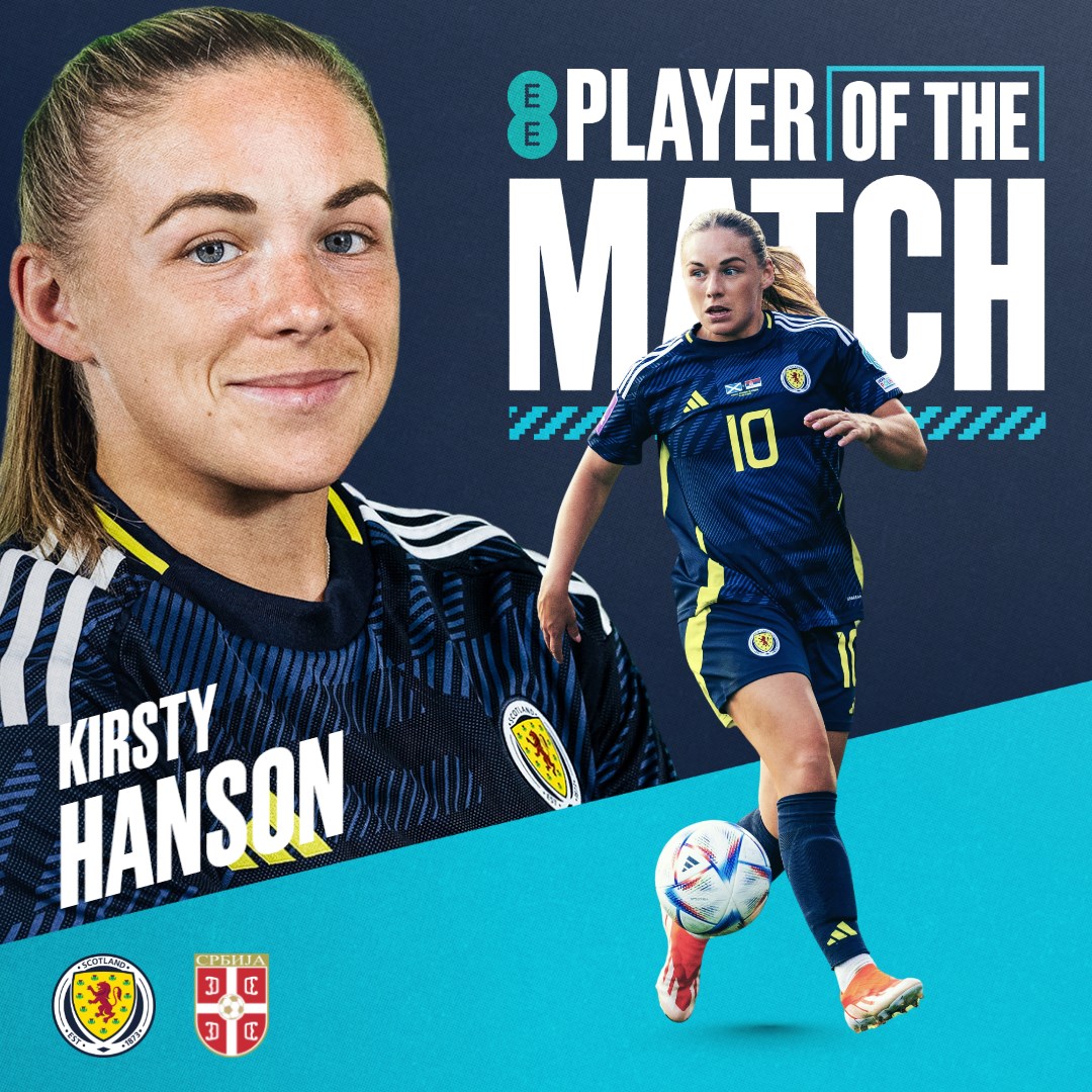 ScotlandNT's tweet photo. ๐ Congratulation to today's @EE Player of the Match: @KirstyHanson3
#SWNT | #SCOSRB https://t.co/5u1Gz6vSNN