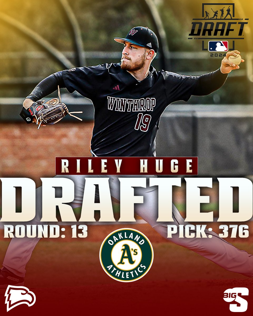 A 𝙃𝙐𝙂𝙀 moment❗️

The <a href="/Athletics/">Athletics</a> have selected <a href="/WinthropBSB/">Winthrop Baseball</a> LHP <a href="/RileyHuge/">Riley Huge</a> with the first pick in the 13th Round of the #MLBDraft!

#BigSouthBase | #BigSouthMade