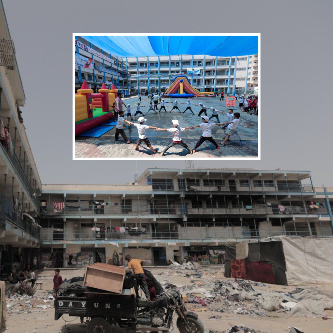 Before &amp; After of a UNRWA school in Gaza. 

Do you still need more evidence? “Indeed, it is not the eyes that are blind, but it is the hearts in the chests that grow blind.” (Quran 22:46)