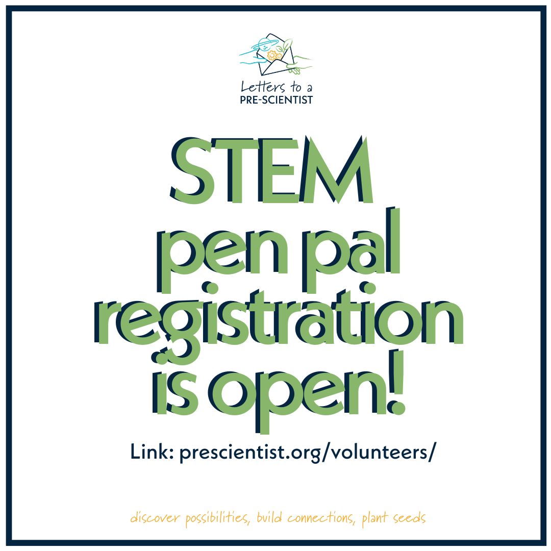 Letters to a Pre-Scientist (@letterspresci) on Twitter photo 🚨ATTN: STEM Pen Pal registration is officially open! If you're a #STEM professional looking to make impact in the life of one of our amazing students, then this opportunity is for you!🎉 🚨ATTN: STEM Pen Pal registration is officially open! If you're a #STEM professional looking to make impact in the life of one of our amazing students, then this opportunity is for you!🎉