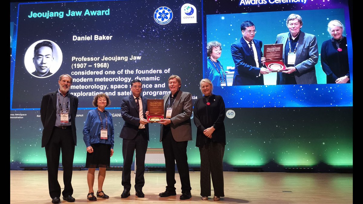Congratulations to LASP director Dan Baker on receiving the 2024 Jeoujang Jaw Award from the Committee on Space Research (<a href="/CosparHQ/">COSPAR</a>) and the Chinese Academy of Sciences in recognition of his distinguished contributions to space science research! buff.ly/464gRs9