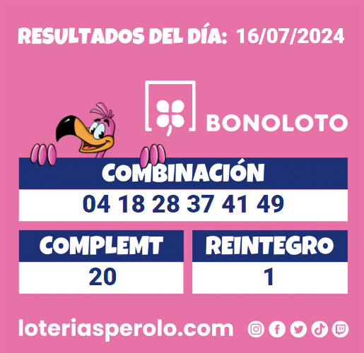 Buenas noches perol@s os dejamos los resultados del sorteo de hoy de Bonoloto esperamos que hayáis tenido mucha suerte.
        
        Para ver otros juegos anteriores, descarga nuestra #app, #BuenasNoches
        
        loteriasperolo.com/app