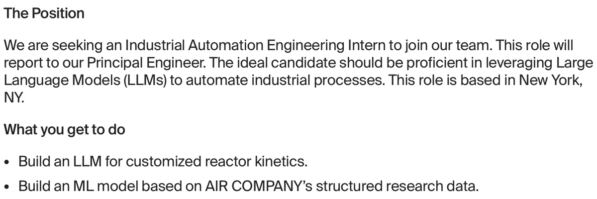 helmutcarter's tweet photo. is an LLM really the best tool for "customizing reactor kinetics"? Are many undergraduates proficient in using LLMs to "automate industrial processes"? who came up with this https://t.co/Vk2YHJVo8y