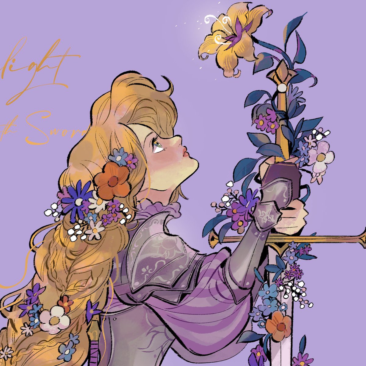 🌟 interest post | art reveal 🌟 Girl with Sword series_ Rapunzel!! Pin design for August.