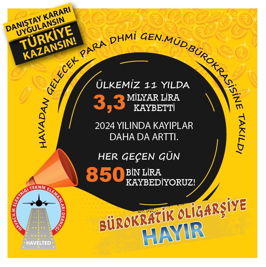 Danıştay kararının uygulanmadığı her geçen GÜN Türkiye KAYBEDİYOR
DHMİ hizmet ihracından ülkeye girecek kaynağı engelliyor.
#BürokratikOligarşiyeHAYIR  DANISTAY kararı UYGULANSIN, Adalet Yerini Bulsun Türkiye KAZANSIN
<a href="/RTErdogan/">Recep Tayyip Erdoğan</a> 
<a href="/_cevdetyilmaz/">Cevdet Yılmaz</a>
<a href="/Akparti/">AK Parti</a>
<a href="/tcbestepe/">T.C. Cumhurbaşkanlığı</a>
<a href="/eczozgurozel/">Özgür Özel</a>