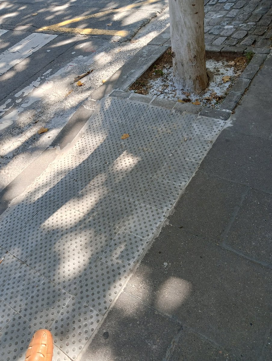 Fa pocs dies han fet obres "d'adequació" de la baixada del pas de vianants de la Ronda Zamenhof amb Onze de Setembre.
Diria que falten les llambordes lineals per indicar en quina direcció està el pas de vianants a les persones invidents.