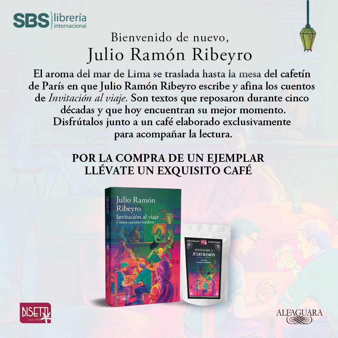 LibreriaSBS's tweet photo. Encuentra ya "Invitación al viaje y otros cuentos inéditos" del gran Julio Ramón Ribeyro en Librerías SBS. 

Por la compra de un ejemplar en SBS Miraflores llévate un exquisito café elaborado exclusivamente para acompañar tu lectura. 📚☕

*Válido hasta agotar stock. https://t.co/Uj3wCtpsao