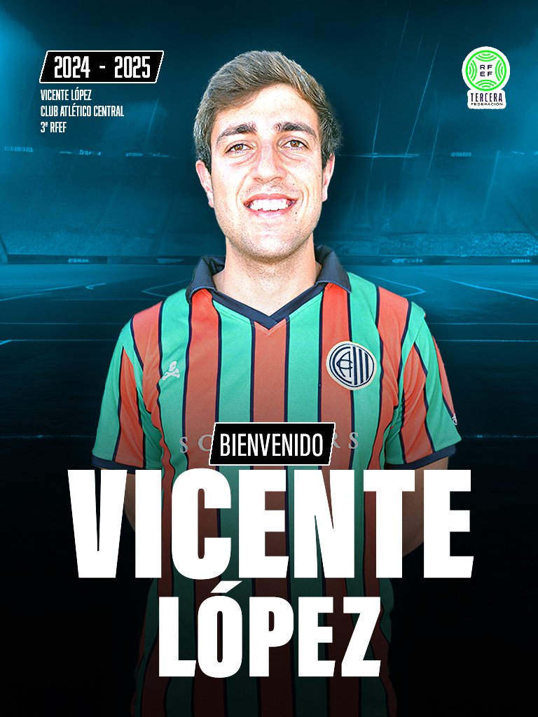 📣 OFICIAL: <a href="/VicenteLG10/">Vicente Lopez</a>, nueva incorporación del #ClubAtléticoCentral

✍️🔝 Llega desde el <a href="/UTRERACD/">C.D. Utrera</a>, habiendo competido, además, en las canteras del <a href="/elchecf/">Elche Club de Fútbol</a> y <a href="/RealBetis/">Real Betis Balompié 🌴💚</a>. ¡Bienvenido, Vicente!

#DaleCentral #SoñarEsGratis ⚫️⚪️⚽️