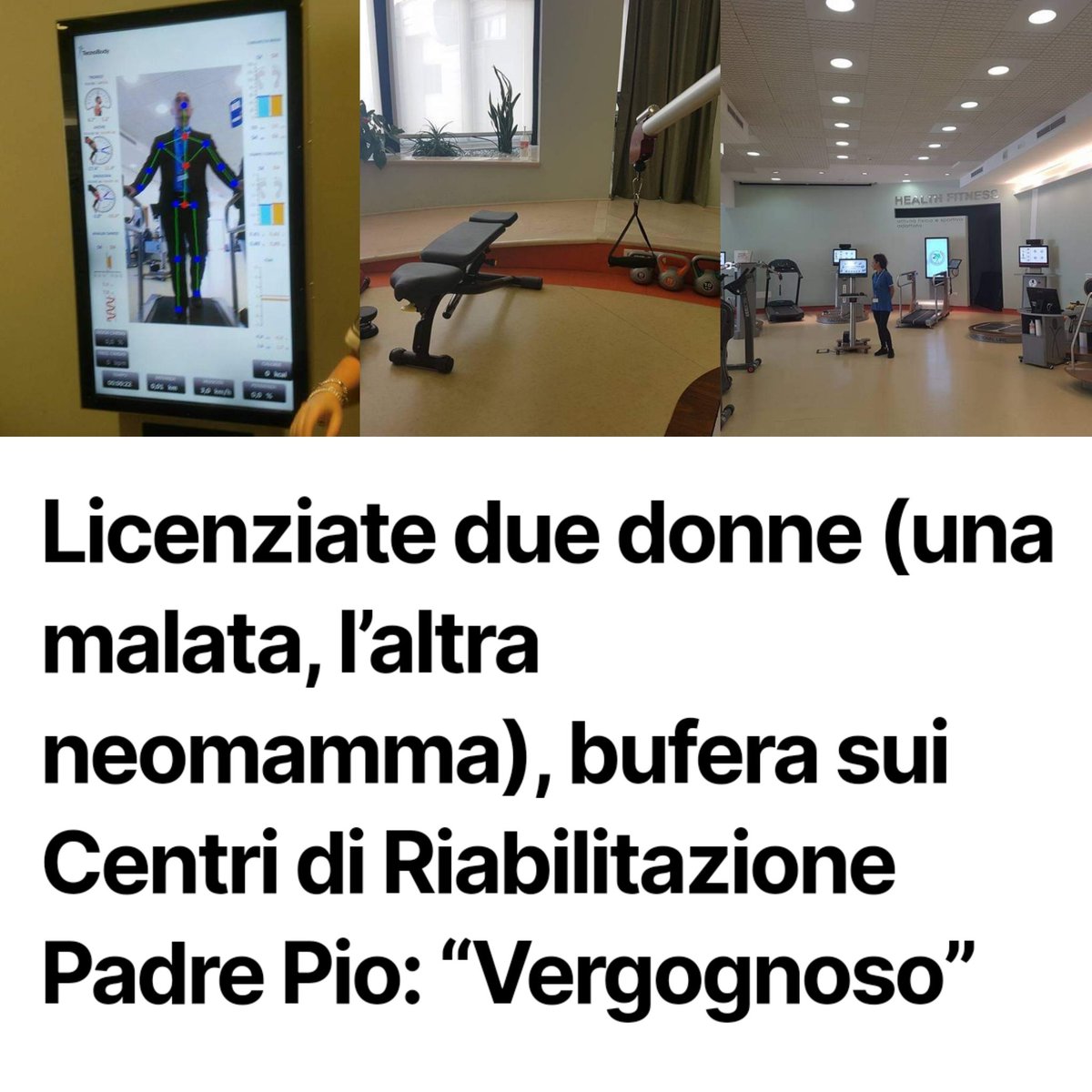 E meno male che sono frati, licenziate una mamma e una paziente oncologica, entrambe trentenni e assunte da anni a tempo indeterminato. 

Qualcuno chiami San Pio...Mario

facebook.com/10004457652294…