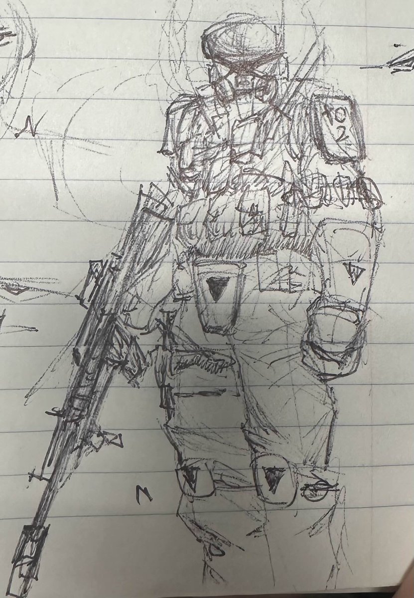 TheMelonNade's tweet photo. tactical lethal company dude based off a random sketch https://t.co/RwZVMdzHXa