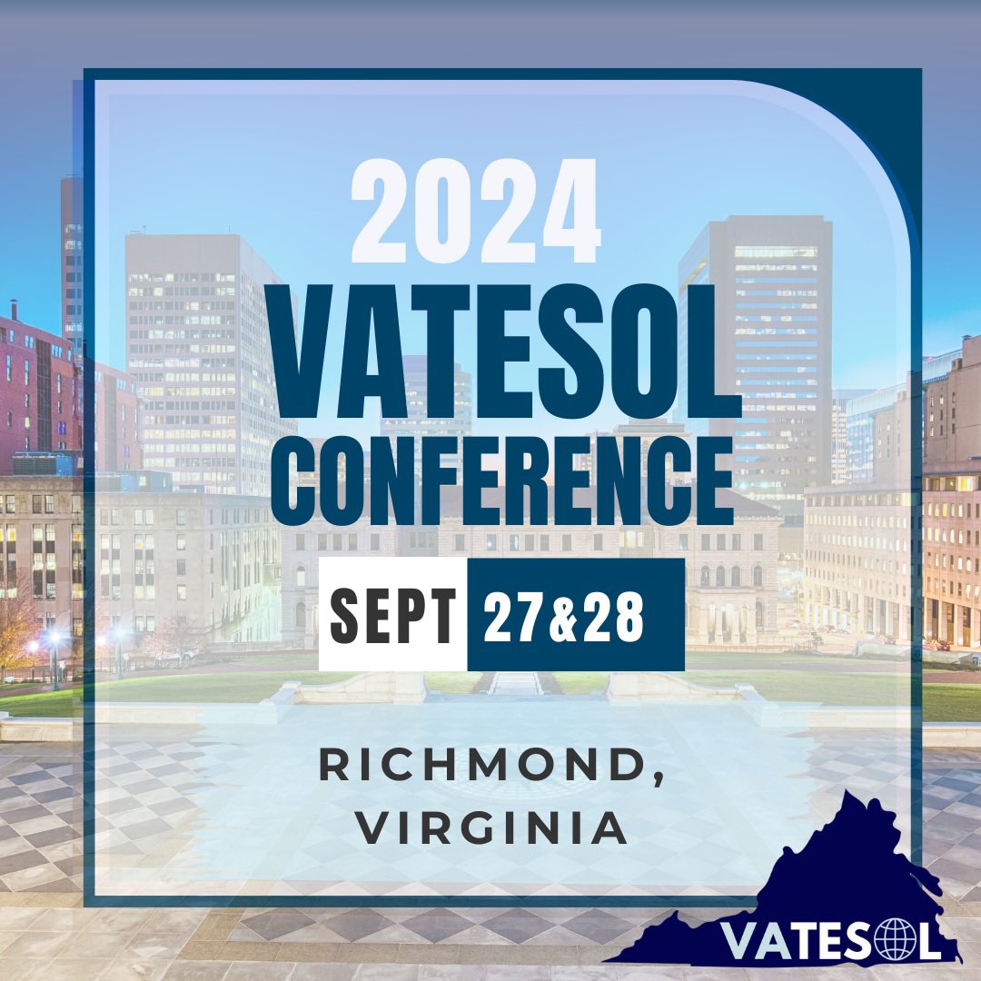 📣 Calling all Virginia educators of #multilinguallearners, #TitleIII coordinators, #k12admin, adult ed, teacher ed, university instructors…

Have you registered for the 2024 VATESOL Conference? You don’t want to miss this!

Early bird thru August 1!

vatesol.org/conferences