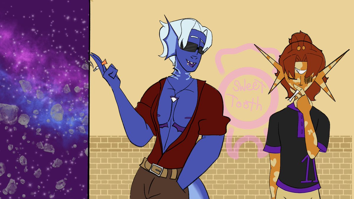 SweetToothGamez's tweet photo. Enjoy your smoke break with kiehl and the Mc while you save your game
#asteroid11 #GameAssets #gamedesign #gamedevelopment #sweettoothgamez #renpygame #gameproject https://t.co/84PVFxLEb0
