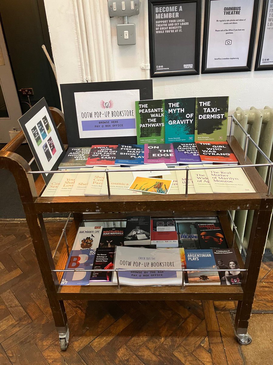 Out of the Wings (@outofthewings) on Twitter photo The #OOTW2024 pop-up bookstore with <a href="/intipress/">Inti Press</a> is open!! And with brand new titles.
Browse in the bar at <a href="/OmnibusTheatre/">Omnibus Theatre</a> all week and pick up some lovely plays in translation! The #OOTW2024 pop-up bookstore with <a href="/intipress/">Inti Press</a> is open!! And with brand new titles.
Browse in the bar at <a href="/OmnibusTheatre/">Omnibus Theatre</a> all week and pick up some lovely plays in translation!
