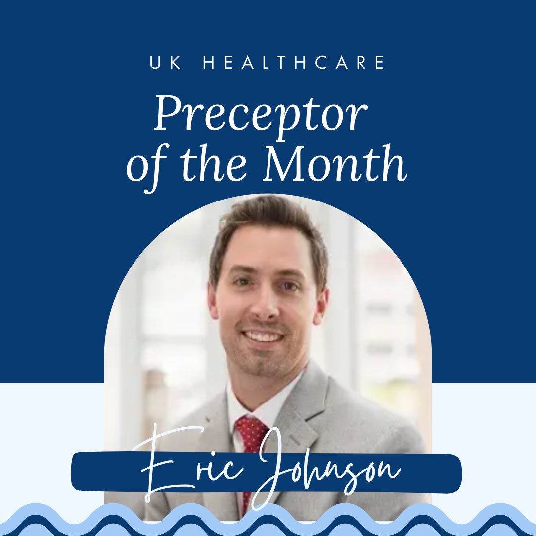 UKPharmRes's tweet photo. POTM 🎉

👀 see why our residents enjoy working with Dr. Eric Johnson, Perioperative Critical Care Pharmacist and our May preceptor of the month! https://t.co/GpXiKQ2UQ6
