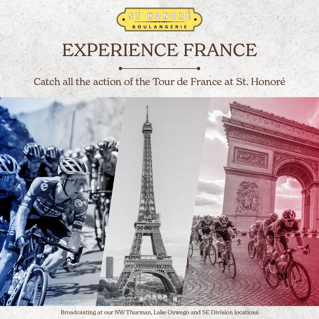 Catch all the action of the Tour de France at St. Honoré Bakery!  

We will show the tour at our NW Thurman, Lake Oswego, and SE Division locations. We look forward to seeing you!

#TourDeFrance #LiveWatchParty #StHonoreBakery #Community #CyclingFans