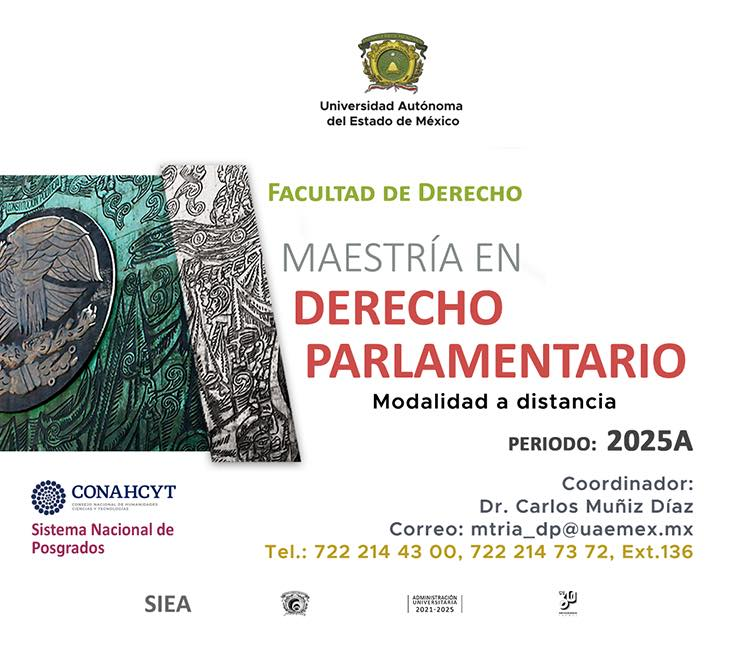 UAEM_MX's tweet photo. Te invitamos a participar en la Maestría en Derecho Parlamentario, en modalidad a distancia. Revisa las bases y realiza tu registro a partir del 6 de agosto.

Convocatoria completa: https://t.co/rk5WgK7FzF

#SomosUAEMéx 💚💛 https://t.co/3jY6xi75kk