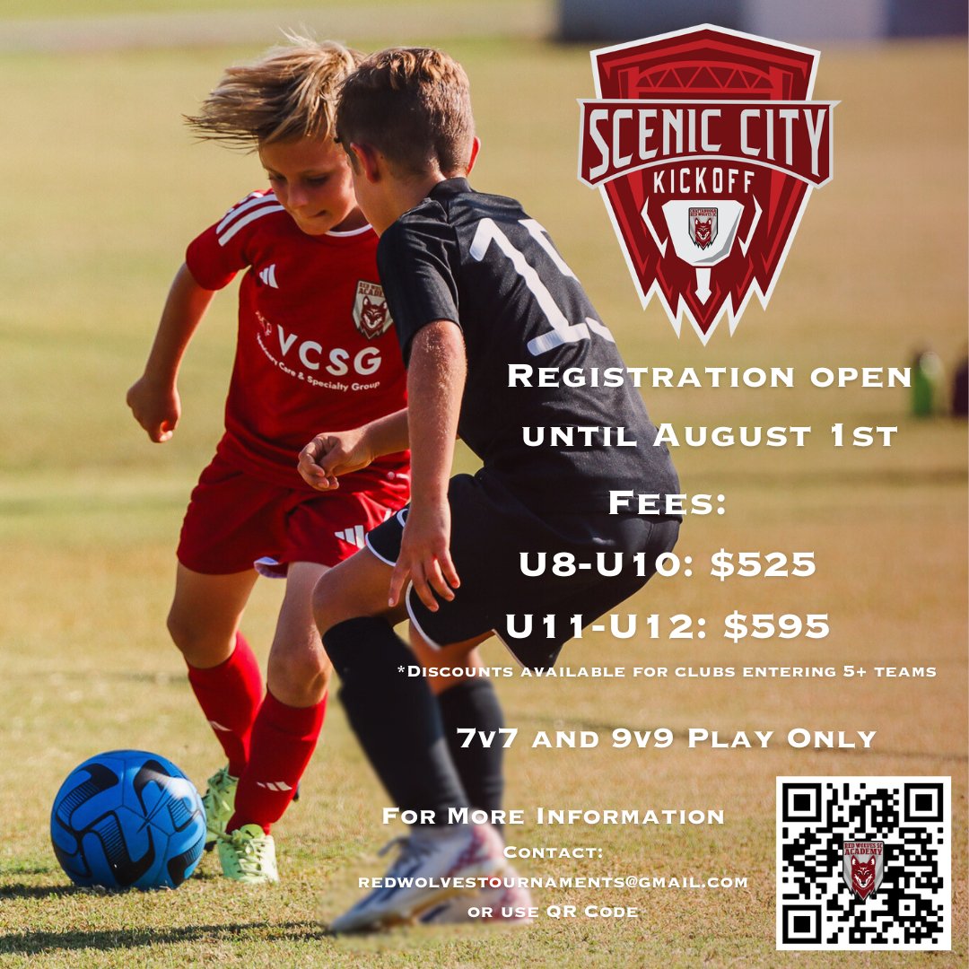 Our Scenic City Kick-off Tournament is here 🤩

Looking for all U8-U12 Boys and Girls teams that want to kick their season off the right way

Register your team for our brand new tournament hosted at the Camp Jordan Venue

Click the link in below to start

soccer.sincsports.com/details.aspx?t…