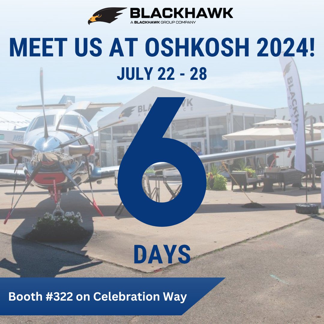 6 Days until EAA Airventure 2024! Blackhawk is gearing up for another amazing show. Join us at Booth #322 for exciting new updates on Blackhawks next project😎

See you there!
#OSH24 #BlackhawkXP #ProudlyPT6