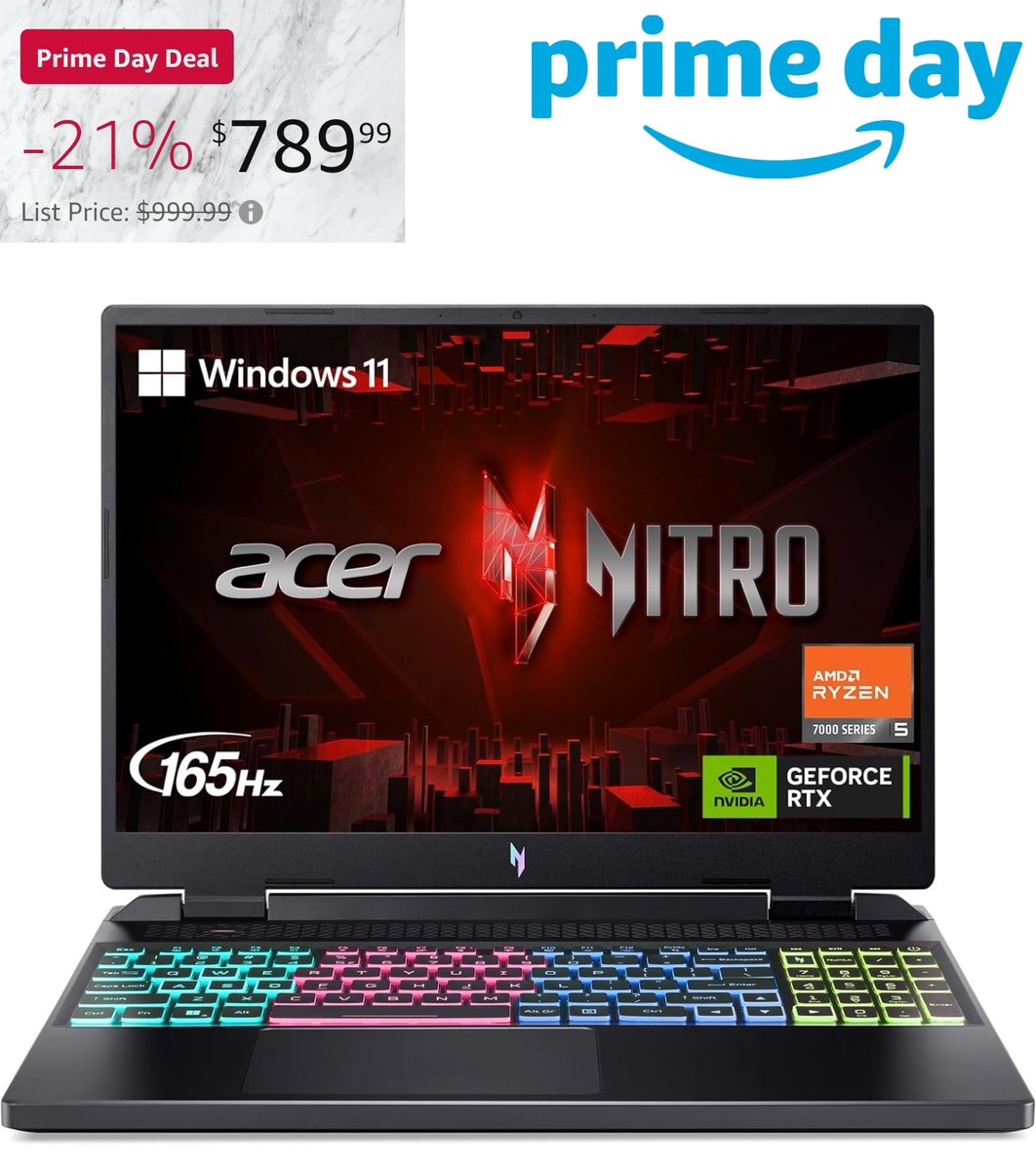 FamilyTreeDeals's tweet photo. Acer Nitro 16 Gaming Laptop | AMD Ryzen 5 7640HS Hexa-Core CPU | NVIDIA GeForce RTX 4050 Laptop GPU | 16" WUXGA 165Hz IPS Display | 8GB DDR5 | 512GB Gen 4 SSD | WiFi 6E | RGB Backlit KB | AN16-41-R148

https://t.co/PaX7jtli3W🏃🏽‍♂️💨❗️HURRY BEFORE SALE ENDS ❗️👆🏽👆🏽

TAGS:
#amazonfinds #amazoncoupons #summerfinds #amazonfinds #amazon #familytreedeals #PrimeDay2024 #PrimeDayPremieres #prime #LAPTOP #gaminglaptop