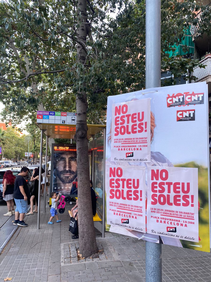 SOLIDARIDAD 📢 Hoy compañeras de la Sección de #CNT en Eurest/Compass Group hemos salido a llenar las calles de solidaridad con las compas de #LaSuiza.

⚫️ Os esperamos el jueves 18 de julio a las 19:30h en Plaza Urquinaona (Barcelona)

Mapa de las movilizaciones 18 y 19J 🧵