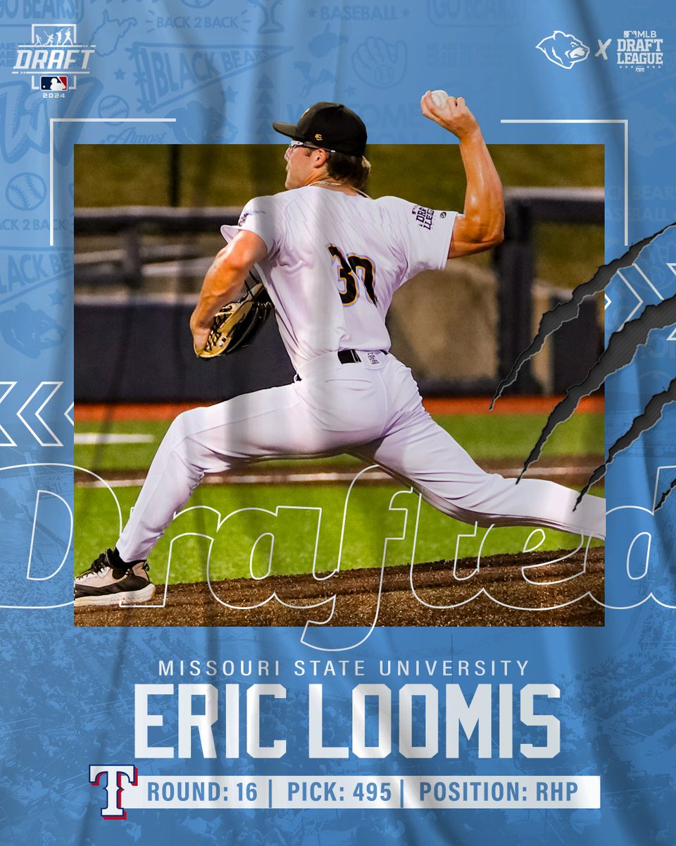 🚨 DRAFTED 🚨 

Eric Loomis ➡️ <a href="/rangers/">Texas Rangers</a>

With the final pick of the 16th round, the Texas Rangers select Eric Loomis! #BearWitness <a href="/mlbdraftleague/">MLB Draft League</a>