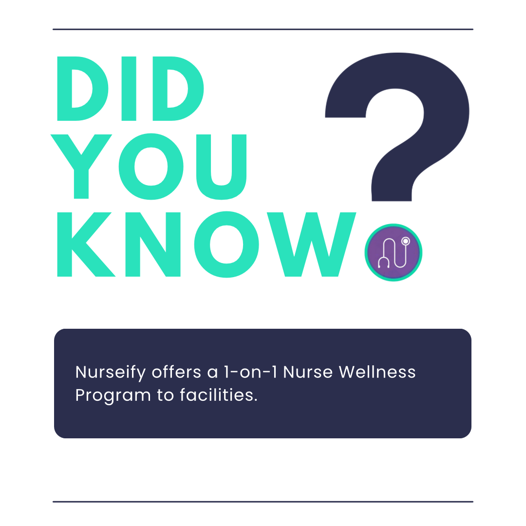 Nurseifyapp's tweet photo. We provide a customized, on-site and nurse-led 1:1 coaching model to help your nurses manage the stress and anxiety of working. Head to https://t.co/laPo31mjyM for more information! https://t.co/ReSKdCuBrf