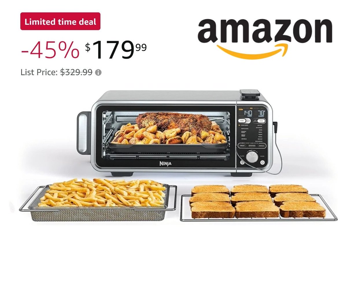 FamilyTreeDeals's tweet photo. Ninja SP351 Foodi Smart 13-in-1 Dual Heat Air Fry Countertop Oven, Dehydrate, Reheat, Smart Thermometer, 1800-watts, Silver
#1 Best Seller in Toaster Ovens

        https://t.co/Q6X4YEubpw
🏃🏽‍♂️💨❗️HURRY BEFORE SALE ENDS

#toasteroven
#airfryers
#besttoasteroven
#amazonfinds #amazon #familytreedeals #PrimeDay2024 #PrimeDayPremieres #primedaydeals2024