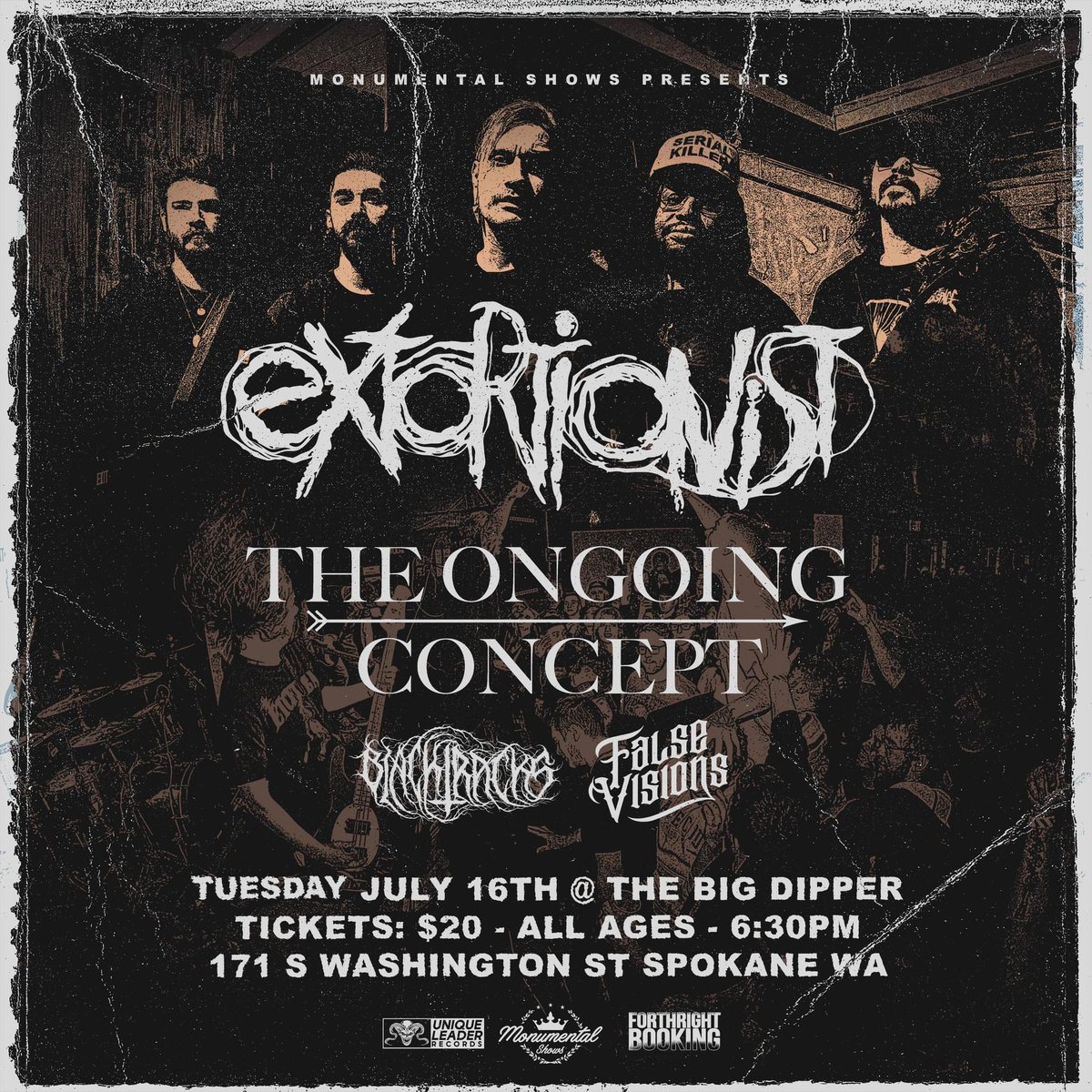 TONIGHT - SPOKANE WA
With our friends in <a href="/ongoingconcept/">The Ongoing Concept</a> &amp; more! 

Don’t miss out! Purchase your tickets below!

monumentalshows.com