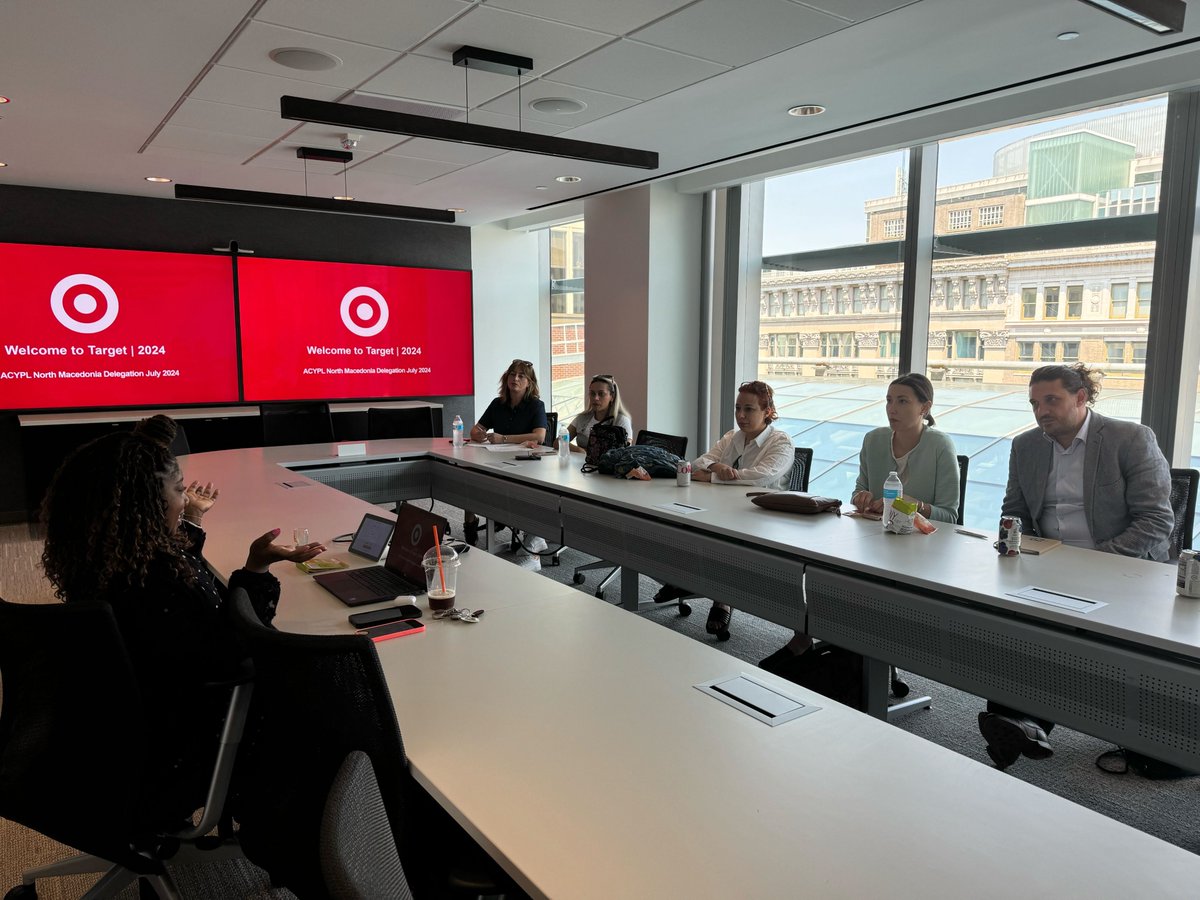 ACYPL's tweet photo. #acyplNorthMacedonia is off and running in DC!

They've discussed diplomatic relations at @StateDept, learned about government transparency with @NDI, visited @IRIglobal, &amp; met with Chanell Autrey (North Macedonia 2022) of @Target to discuss lobbying &amp; retail issues. https://t.co/q8sD7BFLW4