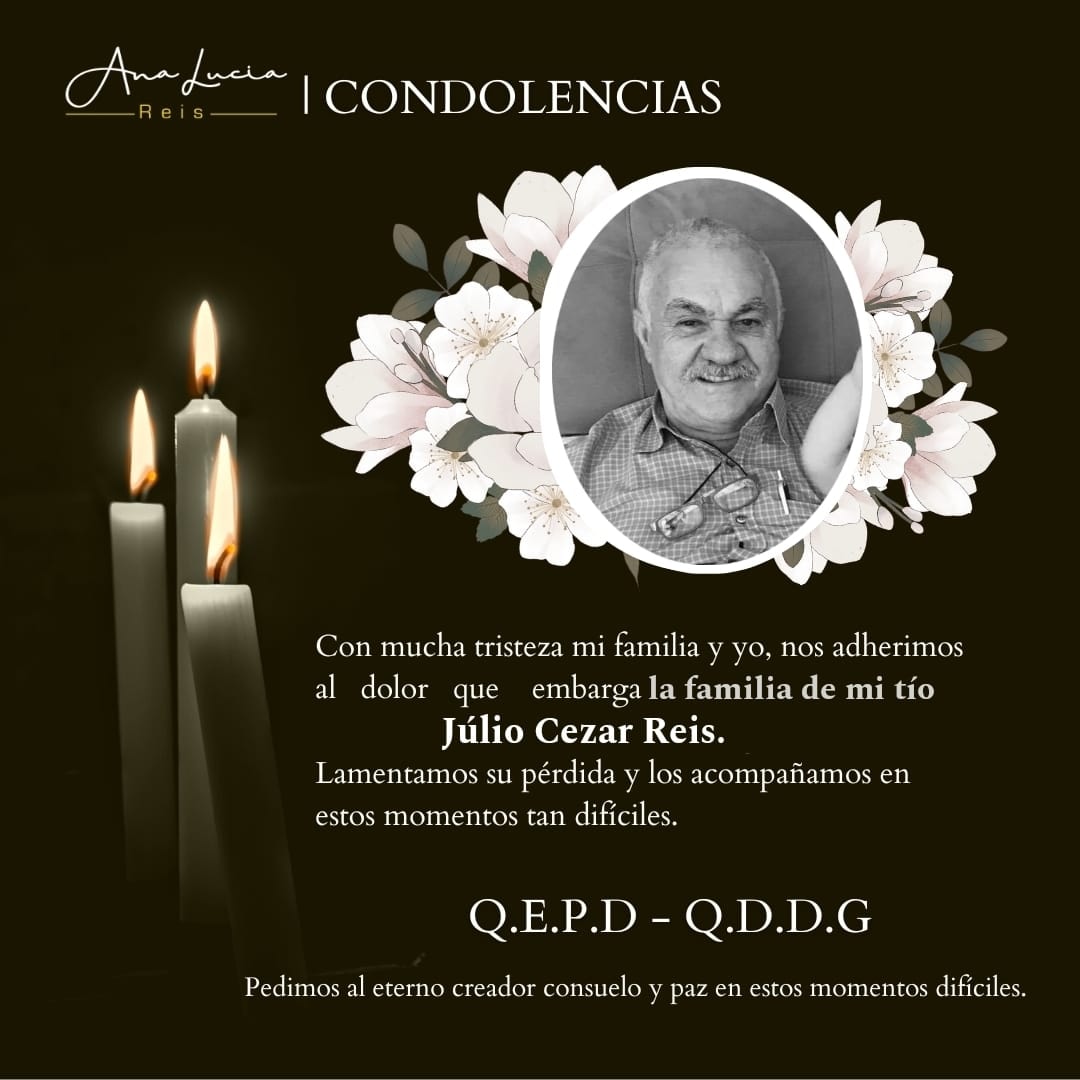 Lamentamos la pérdida de mi tío Julio Cesar Reis. Pedimos nos acompañen a elevar una oración en su nombre.

Q. D. D. G.