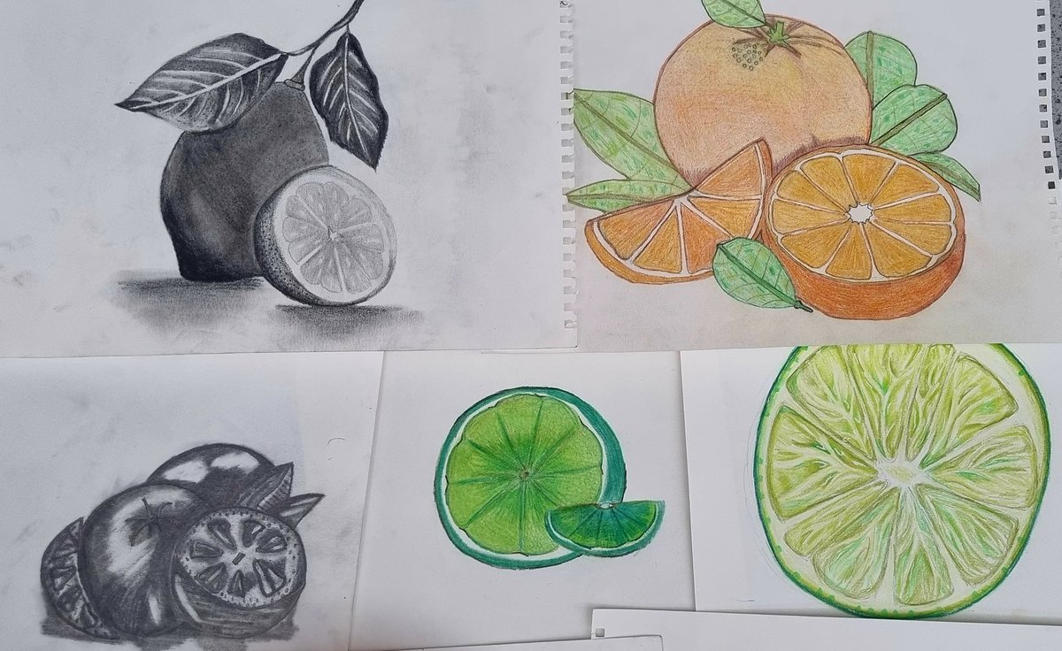 Summer sketches by our talented Year 9 artists. 🍊🍋🎨