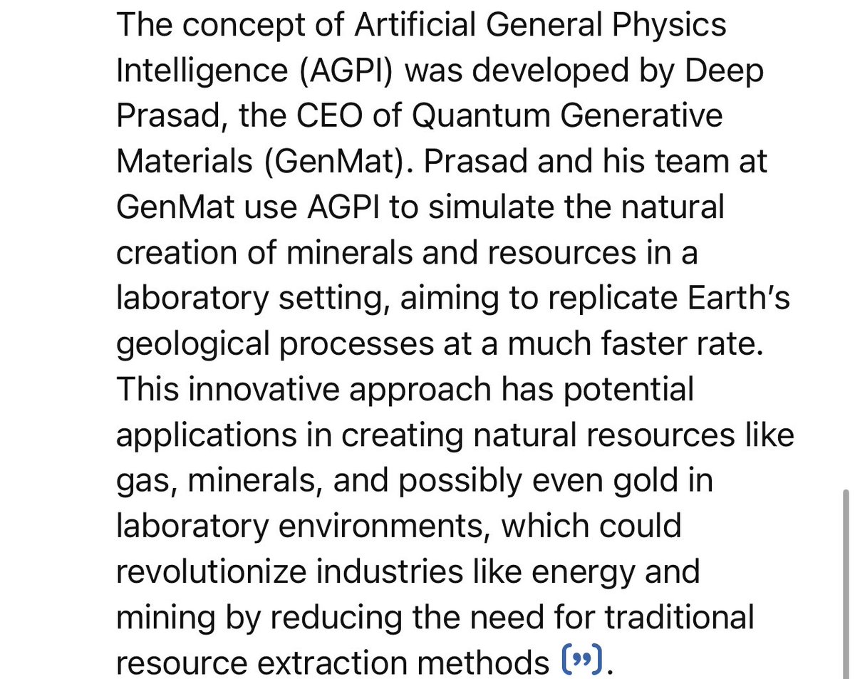 Deepneuron's tweet image. ChatGPT is now aware of AGPI. This is actually pretty cool! Only possible thanks to internet searching. It still doesn’t know what it is exactly though or how we’re developing it at GenMat. Hmm…need to put out more content and publications