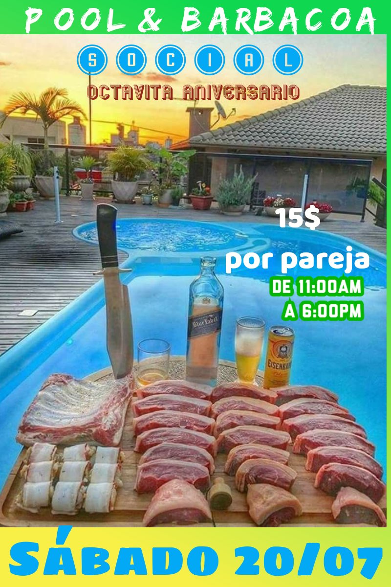 🌟Cóctel de bienvenida
🌟Plato parrillero.
🌟Dominoes
🌟Karaoke
🌟Play room
🌟Piscina
🌟Valencia, Carabobo.

👉Tenemos 6 cupos disponibles para las primeras 6 parejas que escriban al DM ya !!!!

📌No singles.
📌No chicas.