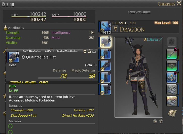 KaiyokoStar's tweet photo. If you didn't know... When you get to level 99 on a DoW/DoM retainer, give them your job-specific armor that you get for free. Once you give them to your retainer, you can go back to the NPC to get another set and do this repeatedly for all your retainers on that job. https://t.co/WlFmE1H3nB