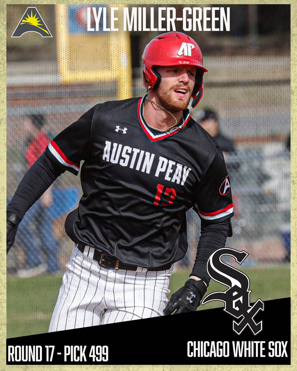 ASUNSports's tweet photo. โพ๏ธ๐๐๐๐
๐๐๐โพ๏ธ
Congratulations to @GovsBSB's Lyle Miller-Green on being selected by the @whitesox in the 2024 @MLBDraft! ๐ฏ
#ASUNBuilt | #LetsGoPeay | #ASUNBSB https://t.co/nluH8CSHRQ