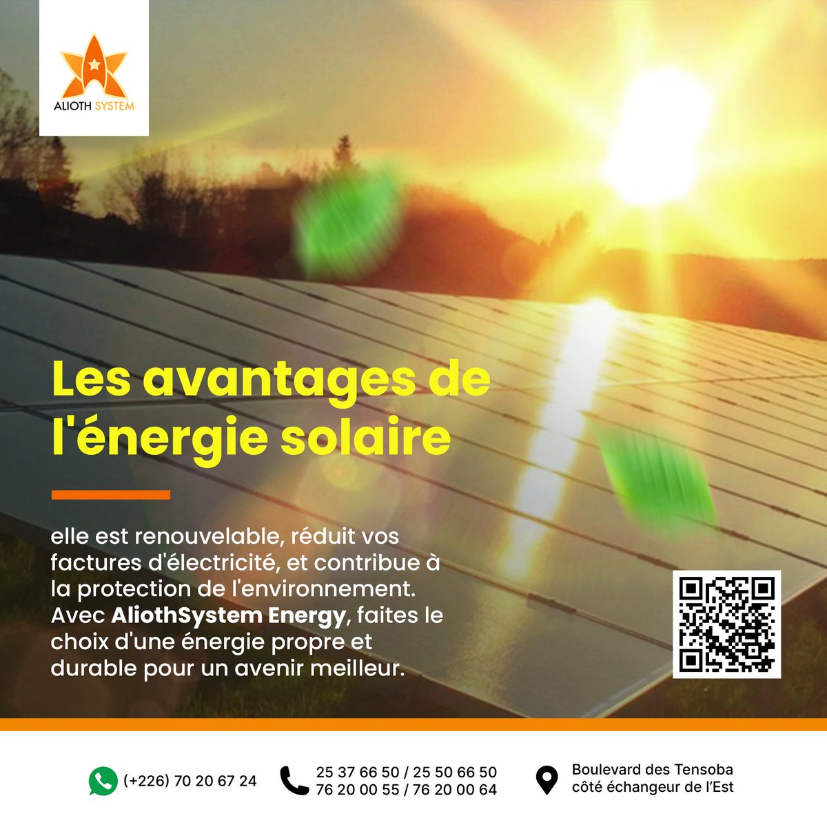 aliothsystem's tweet photo. Les Avantages de l'Énergie Solaire
♻️ Renouvelable
💡 Économique
🌍 Écologique
Souscrivez dès aujourd'hui et commencez à économiser tout en protégeant notre planète ! 🌱
https://t.co/sN8PsNZszY.
#EnergieSolaire #EnergieRenouvelable #AliothSystem #ProtectionEnvironnement https://t.co/CNK1fWYsXC
