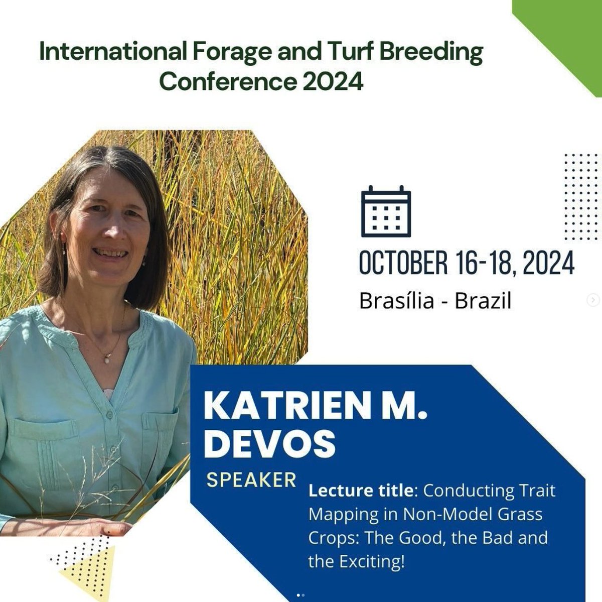 iftbc2024's tweet photo. 👉🏼 Confirmed plenary speaker!

We are proud to announce Professor Katrien Devos (University of Georgia, @universityofga) as a plenary speaker at IFTBC 2024.

🗓Register and check out our full schedule at https://t.co/83JpsEmbQv https://t.co/G3s5G4ECmn