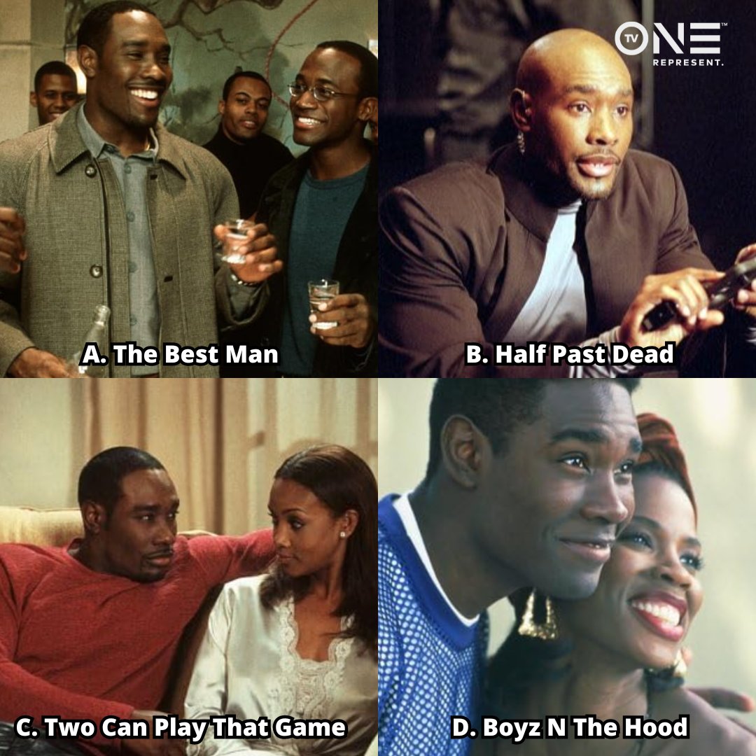 tvonetv's tweet photo. Which Morris Chestnut role is your favorite?
A. The Best Man
B. Half Past Dead
C. Two Can Play That Game
D. Boyz N The Hood
Morris Movie Mania is coming with showings of #HalfPastDead and #TwoCanPlayThatGame, starting Sunday, July 28th at 10a/9c! https://t.co/sQdbKyhk6e