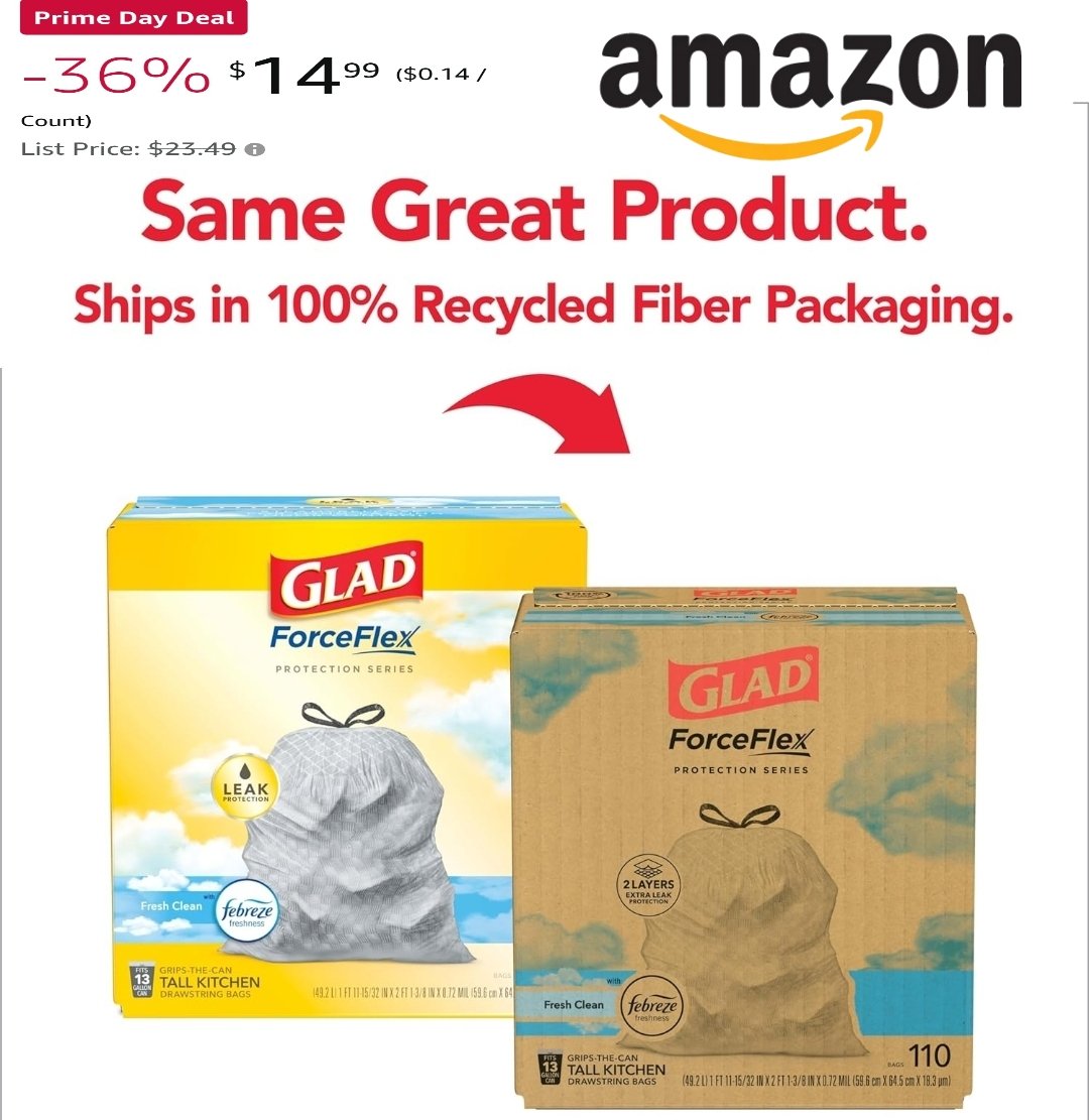 FamilyTreeDeals's tweet photo. Glad Trash Bags, ForceFlex Tall Kitchen Drawstring Garbage Bags, 13 Gal, Fresh Clean Scent with Febreze, 110 Ct

        https://t.co/wp3BopdwM6
🏃🏽‍♂️💨❗️HURRY BEFORE SALE ENDS

#Gladtrashbags
#GladForceflex
#amazonfinds #amazon #familytreedeals #PrimeDay2024 #PrimeDayPremieres #primedaydeals2024