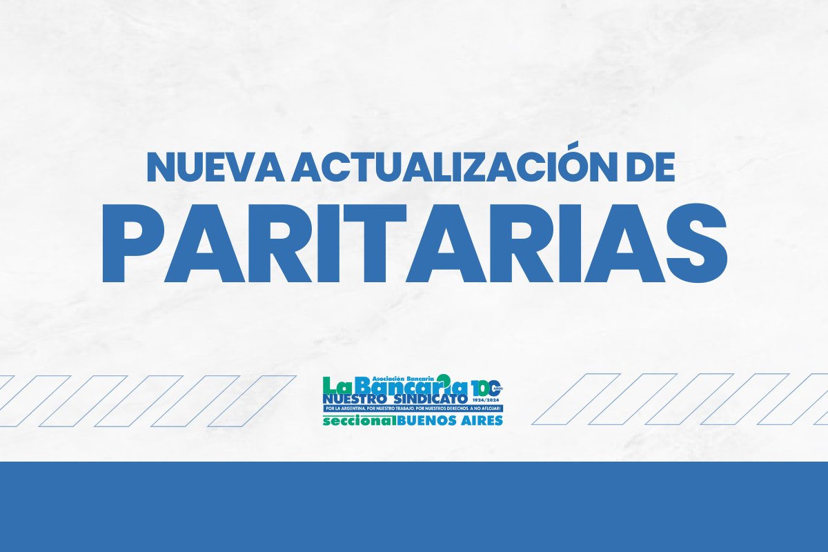 BancariaSBA's tweet photo. Nueva noticia (ACTUALIZACIÓN PARITARIAS JUNIO) ha sido publicada en Asociación Bancaria Seccional Buenos Aires https://t.co/IQZNQuGHk6 https://t.co/yC30ldV3iy