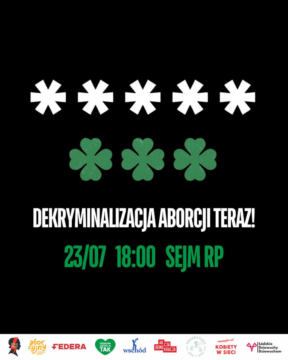 Legalna Aborcja (@legalnaaborcja_) on Twitter photo ❗❗❗ Co na słowa posła <a href="/nowePSL/">🍀 PSL</a> szefowie klubu Trzeciej Drogi <a href="/KosiniakKamysz/">Władysław Kosiniak-Kamysz</a> i <a href="/szymon_holownia/">Szymon Hołownia</a>? Dla nas to splunięcie w twarz rodzinom tych zmarłych kobiet. Ale dla was to pewnie śWiAtOpOgLąD 🤡, a nie czyjeś zdrowie i życie.
Widzimy się pod Sejmem 23 lipca!
***** ☘️☘️☘️ ❗❗❗ Co na słowa posła <a href="/nowePSL/">🍀 PSL</a> szefowie klubu Trzeciej Drogi <a href="/KosiniakKamysz/">Władysław Kosiniak-Kamysz</a> i <a href="/szymon_holownia/">Szymon Hołownia</a>? Dla nas to splunięcie w twarz rodzinom tych zmarłych kobiet. Ale dla was to pewnie śWiAtOpOgLąD 🤡, a nie czyjeś zdrowie i życie.
Widzimy się pod Sejmem 23 lipca!
***** ☘️☘️☘️