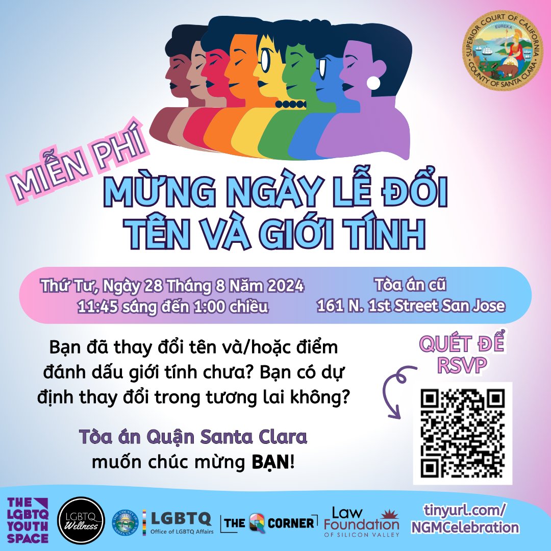 A name &amp;/or gender marker change deserves to be recognized &amp; celebrated! Come enjoy refreshments, receive a ceremonial certificate signed by a Judge, &amp; get info on using your court order to change your identity documents! tinyurl.com/NGMCelebration

#genderaffirming #transrights