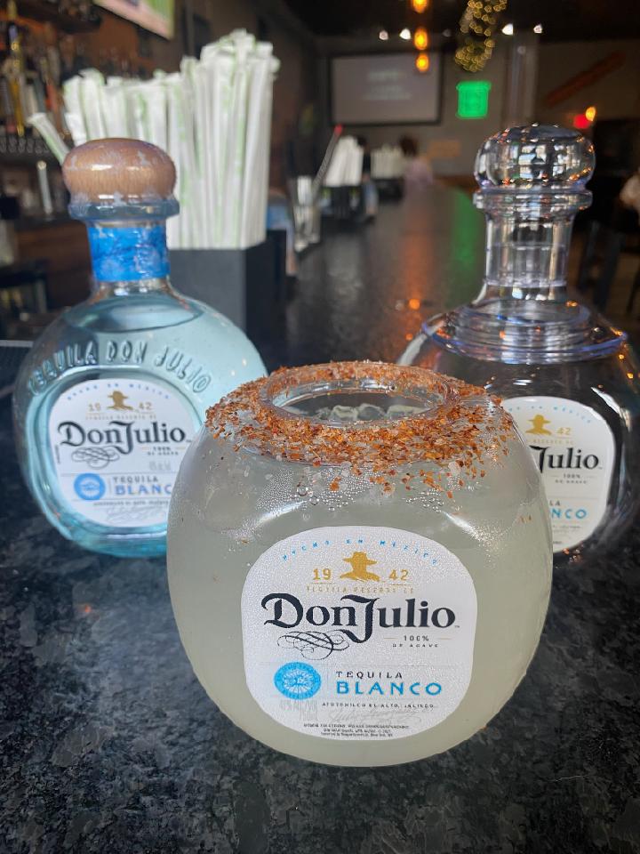 Don Julio Mini 32oz Margarita Fishbowls with souvenir bowl. $22 + $1 per flavoring. Dine in or to go.