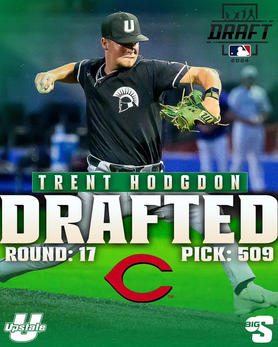 Big South Conference (@bigsouthsports) on Twitter photo 𝗖𝗜𝗡𝗖𝗜𝗡𝗡𝗔𝗧𝗜 𝗕𝗢𝗨𝗡𝗗 😤
The <a href="/Reds/">Cincinnati Reds</a> have selected <a href="/UpstateBSB/">USC Upstate Baseball</a> RHP 𝗧𝗿𝗲𝗻𝘁 𝗛𝗼𝗱𝗴𝗱𝗼𝗻 in the 17th Round of the #MLBDraft!
#BigSouthBase | #BigSouthMade 𝗖𝗜𝗡𝗖𝗜𝗡𝗡𝗔𝗧𝗜 𝗕𝗢𝗨𝗡𝗗 😤
The <a href="/Reds/">Cincinnati Reds</a> have selected <a href="/UpstateBSB/">USC Upstate Baseball</a> RHP 𝗧𝗿𝗲𝗻𝘁 𝗛𝗼𝗱𝗴𝗱𝗼𝗻 in the 17th Round of the #MLBDraft!
#BigSouthBase | #BigSouthMade